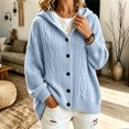 thumbnail image 5 of Rrxhxhs Cardigan for Women Solid Color Cable Knit Button Front Long Sleeve Loose Casual Hooded Sweater Cover Up, 5 of 5