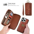 thumbnail image 5 of Dteck for iPhone 13 Pro Max Wallet Case, Heavy Duty 2 in 1 Leather Zipper Purse Detachable Magnetic 14 Card Slots Money Pocket Clutch Cover for Apple iPhone 13 Pro Max,Brown, 5 of 9
