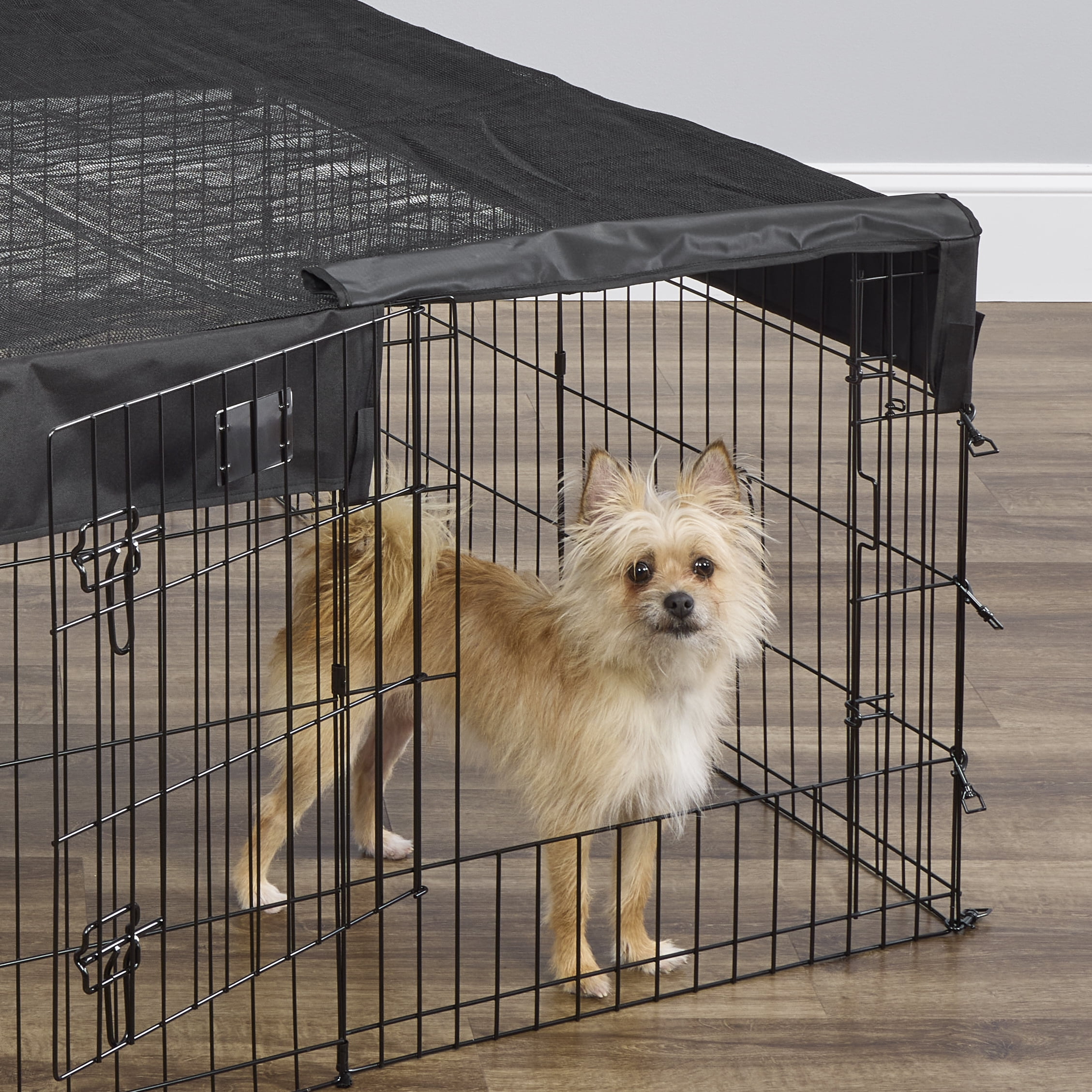 MidWest Homes Foldable Poly-Mesh Square Top with Door Panel Access for Pets, , Fits ALL MidWest Exercise Pens, Black