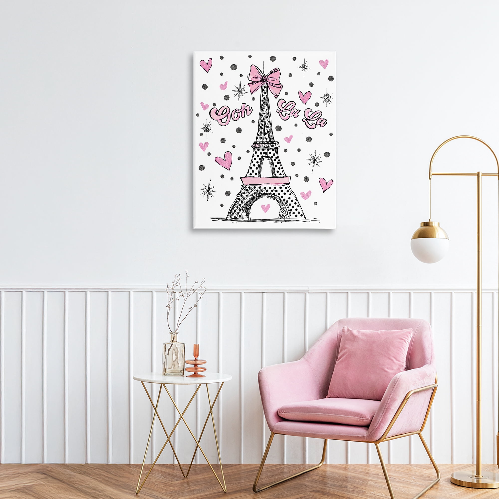 Stupell Industries Ooh La La Polka Dots Eiffel Canvas Wall Art, design by Jess Stempel