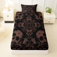 thumbnail image 3 of Castle Fairy Gothic Skull Twin Sheets 3pcs,Floral Damask Bedding,Black Taupe,1 Fitted Sheet,1 Flat Sheet and 1 Pillowcase, 3 of 6