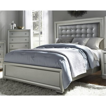 - Samuel Lawrence Celestial Upholstered Queen Panel Bed in Silver