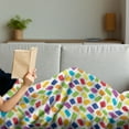thumbnail image 3 of Abstract Soft Flannel Fleece Throw Blanket, Repeating Colorful Childish Crayon Scribble Painting Pattern on Plain Backdrop, Cozy Plush for Indoor and Outdoor Use, 60" x 80", Multicolor, by Ambesonne, 3 of 5