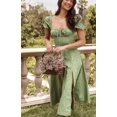 thumbnail image 2 of HAHDAXIA Women Puff Sleeve Split Maxi Dress Square Collar Ruffle Floral Boho Dresses Cottagecore Backless Sundress, 2 of 6