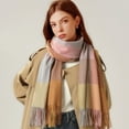 thumbnail image 4 of Thanksgiving Day Clearance Juebong Ladies Scarf Striped Color Plaid Shawl Elegant Ladies Style Warm Comfortable Autumn And Winter Scarf,Yellow,Free Size, 4 of 4