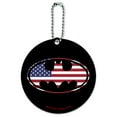 thumbnail image 1 of Batman USA American Flag Shield Logo Round Luggage ID Tag Card Suitcase Carry-On, 1 of 8