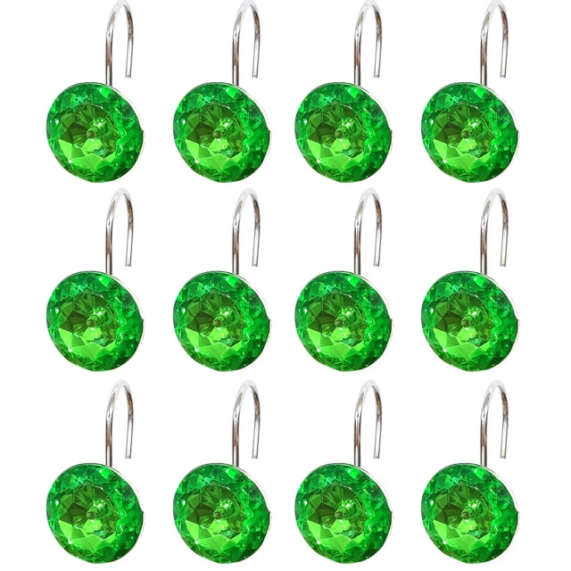 Visland 12 Pcs/ensemble Crochets de Rideau Décoratifs Faciles à Utiliser en Acier Inoxydable Imperméable avec Strass Fournitures Ménagères