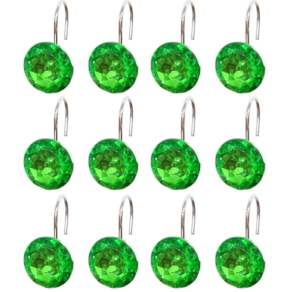 12PCS Acrylic Diamond Shower Curtain Hooks Rhinestones Curtain Hooks Bling Bathroom Decor