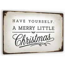 Have Yourself A Merry Little Christmas Sign – Rustic Farmhouse Metal Wall Art, Vintage Holiday Decor With Distressed White Finish 8x12