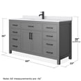 thumbnail image 5 of Wyndham Collection Beckett 60" Wood Single Bathroom Vanity in Gray/Black, 5 of 6