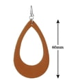thumbnail image 3 of Women's Smooth Faux Leather Hollow Teardrop Dangle Pierced Earrings, Brown, 3 of 3