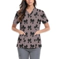 thumbnail image 2 of Scrubs, Four Seasons Nursing Scrub Shirt Christmas Nurse Work Apparel Hand Wash Clinical Tops Nightmare Before Womens Cotton Hemp Blend Medical Uniform Short Sleeve V-Neck Brown L, 2 of 4