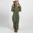 thumbnail image 2 of Awdenio Womens Pajamas Sets , Long Sleeve Hooded Cute Jumpsuit Pajamas Casual Winter Warm Plush Solid Zipper Rompe Sleepwear Loungewear, 2 of 6