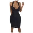 thumbnail image 1 of Fridja Robe Fourreau Sans Manches pour Femmes Couleur Unie Col en V Profond, 1 of 6