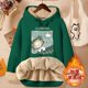 thumbnail image 3 of Sudadera con capucha de terciopelo grueso de invierno para mujer, sudadera con capucha con letras para mujer, jersey de talla grande, tops de manga larga de lana de cordero cálidos, abrigo, 3 of 5