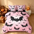 thumbnail image 2 of Homewish Scary Bat Silhouette Full Size Bedding Sets, Halloween Horror Full Size Bed in a Bag, Light Pink Black, Black Reversible 7 Pieces, 2 of 7