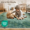 thumbnail image 4 of ODIKA 4'x6' Washable Area Rug Pet Friendly, Non-Shedding Green Teal Farmhouse Watercolor Forest Hardwood Long Botanical Motif with Mist for Bedroom, Reading Nook, 4 of 7
