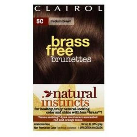 Clairol Natural Instincts, 5C, Brass Free, Med Brown ...