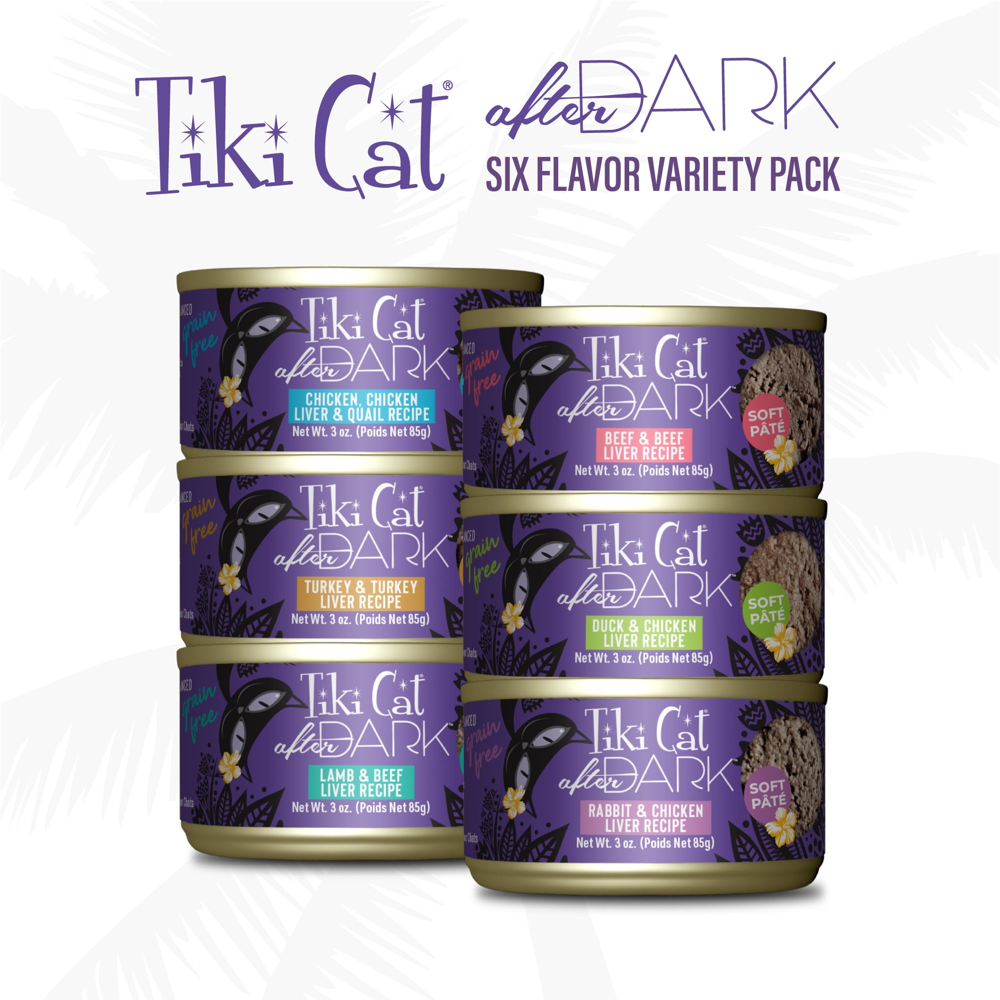 (2 pack) Tiki Cat After Dark Pate Wet Cat Food, Variety Pack, 3 oz. Can (12 Count)