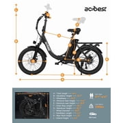 Actbest Electric Bike, 20 Folding EBike for Adults, Peak 750W Motor 48V 499Wh Battery, Fat Tire & Front Suspension Electric Bicycles,7 Speed, Black
