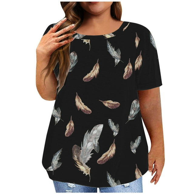 Birdeem Oversize Casual Womens Round Neck Summer Sexy Gradient Print Regular Womens Short Sleeve Top