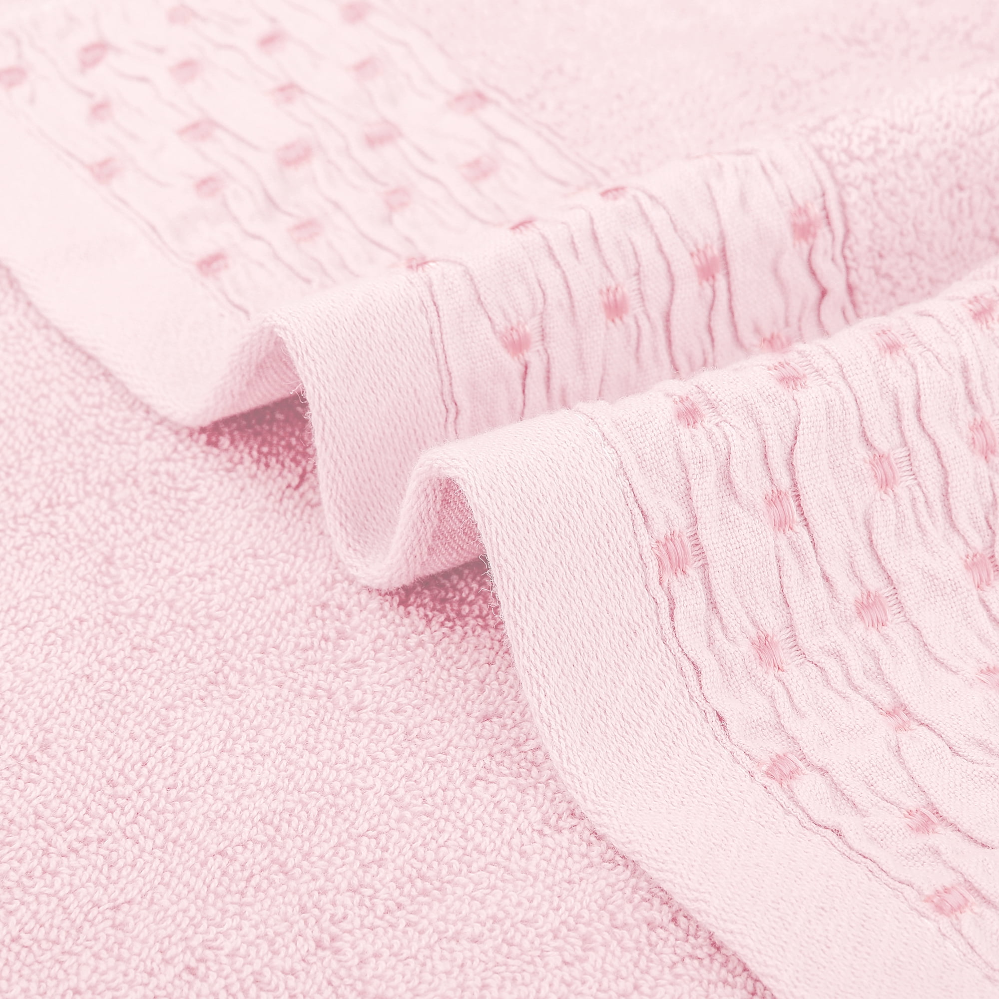 REGALWOVEN Embroidery Pattern Hand Towels Set, Cotton Hand Towels for Bathroom, Kitchen 14" x 30" Pink 4-Piece