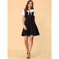 thumbnail image 3 of Vestido De Cuello De Muñeca Con Cuello De Pajarita En Contraste De Color Para Mujer Negro M Allegra K M, 3 of 6