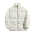 thumbnail image 3 of Homeyce Mens Down Jacket Full Zip Long Sleeve Jacket Stand Collar Windproof Water Resistant Down Jackets Quilted Puffy Winter Warm Ski Thickened Winter Coats,White 2XL, 3 of 4