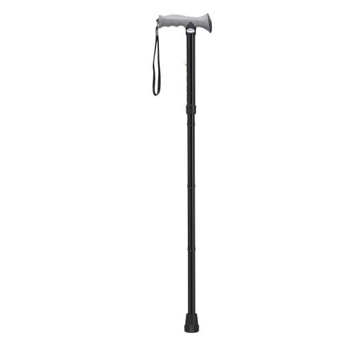 Drive Medical Adjustable Height Aluminum Folding Cane with Comfortable Gel Hand Grip, Black
