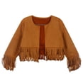 thumbnail image 3 of GJSYRH Girls Suede Fringe Jacket Long Sleeve Boho Tassels Coat Western Cowboys Dress-up Brown 3-4 Years, 3 of 7