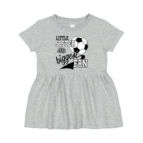 Inktastic Little Sister and Biggest Fan Soccer Player Girls Baby Dress