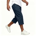 thumbnail image 6 of Elvqul Mens Straight Leg Capri Pants Elastic Waist Pants Solid Holiday Lightweight Pockets Relaxed Fit Trousers for Men, 6 of 7