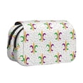 thumbnail image 1 of Disketp Mardi Gras Carnival1 Estuche de Lápices de Doble Capa con Tapa Abatible y Cremallera, Organizador Escolar para Adolescentes y Adultos, 1 of 7