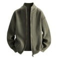 thumbnail image 2 of Jackets for Men 2025 Fall Winter Loose Casual Long Sleeve Stand Collar Zip Up Jacket Knit Cardigan Outerwear Coat, 2 of 6