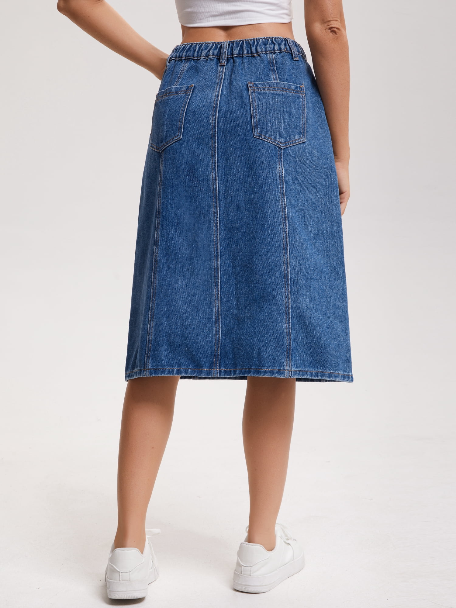 DARING DIVA Women's A Line Back Waist Knee Length Jean Skirts Small Blue