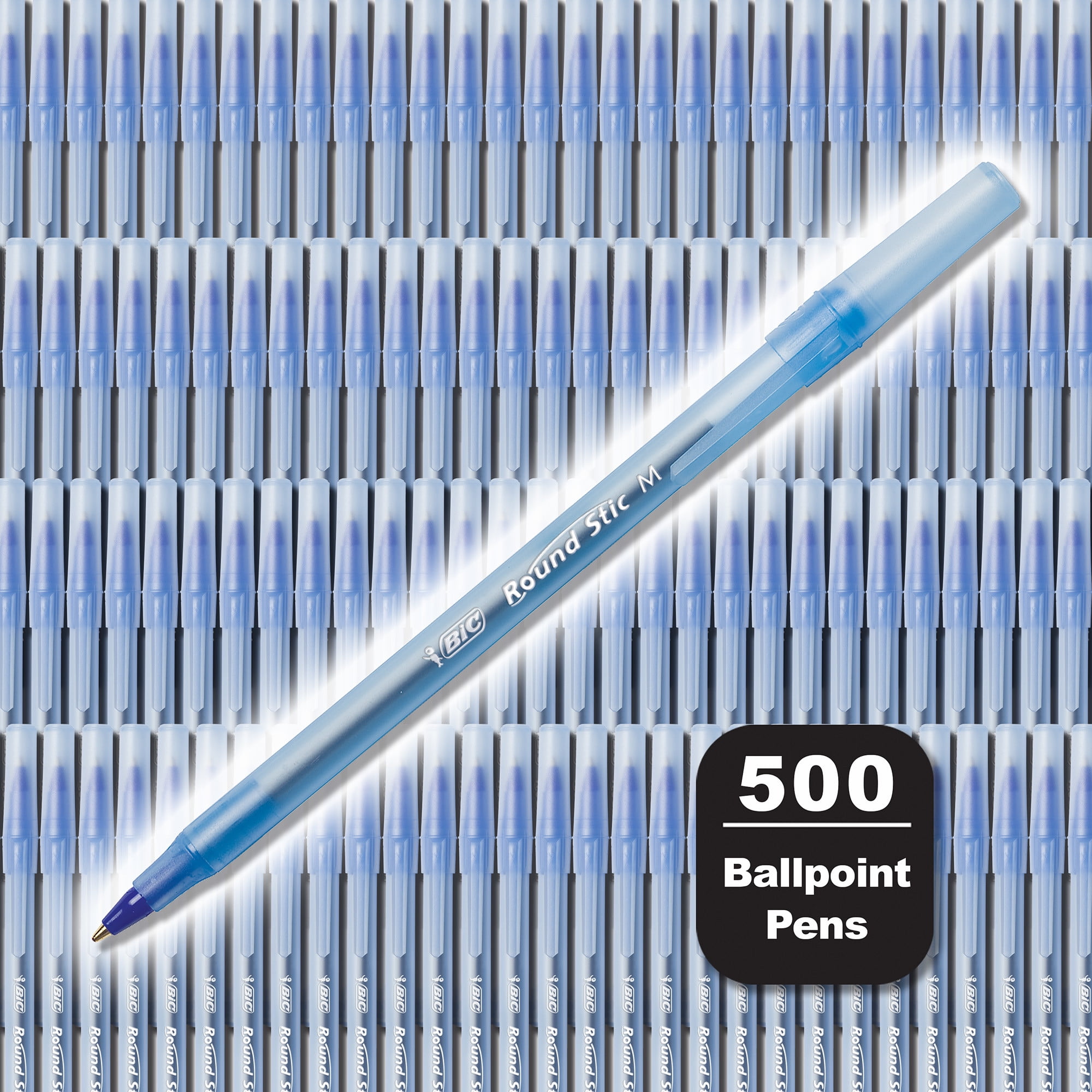 BIC Round Stic Xtra Life Blue Ballpoint Pens, Medium Point (1.0mm), 500-Count