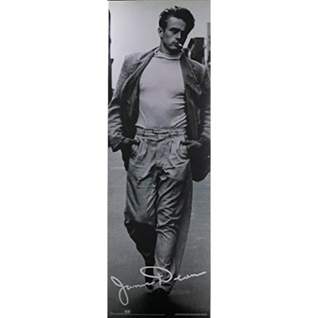 Rare Signed Photo - RARE Classic James Dean NYC by Roy Schatt 36x12 Art print poster Black and White Photograph Cigarette White Shirt Walking