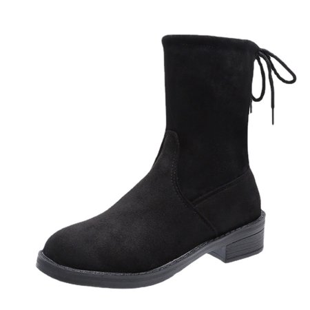 

Mackneog Women Snow Boots Autumn And Winter Comfortable Bow Lace Up Decorative Solid Color Slip On Gift on Clearance