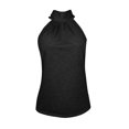 thumbnail image 3 of HAJWOH Women's Halter Neck Cotton Tank Tops Solid Color Sleeveless Casual Streetwear Summer Fashion Tunic Cami Shirts, 3 of 6