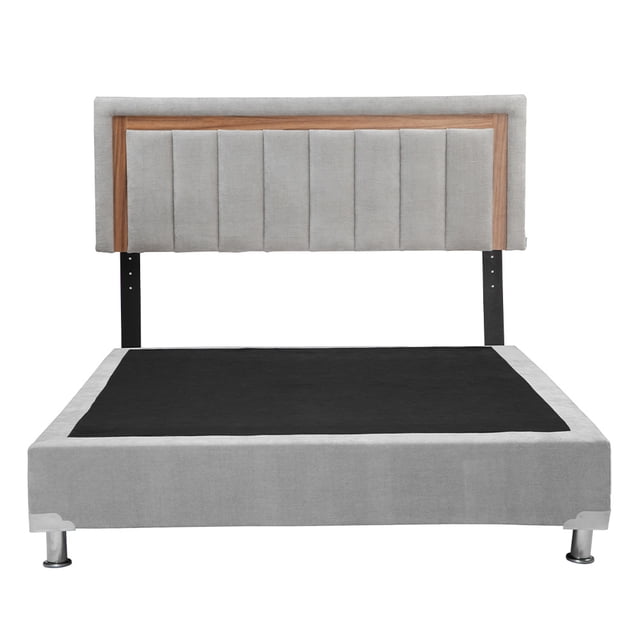 Box Base Cama Queen Size + Cabecera Ventur Trinity Gris Ash