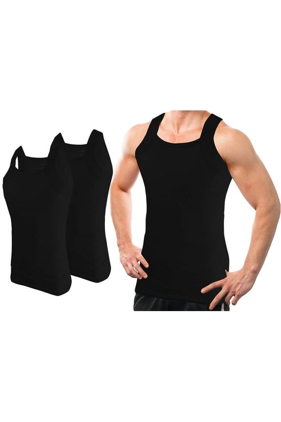 2 Pack Basic Colors G-unit Tank Tops Square Cut Muscle Rib for Men
