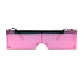 thumbnail image 2 of SA106 Mirrored 80s Retro Squared Rectangle Side Visor Robotic Sunglasses Gold Pink, 2 of 4