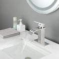 thumbnail image 2 of Waterfall Spout Bathroom Vessel Faucet, Tall Waterfall Single Handle One Hole Deck Mount Mixer Bowl Tap with Large Rectangular Spout, Bar Sink Faucet Lavatory Vanity with Overflow, Brushed Nickel, 2 of 7