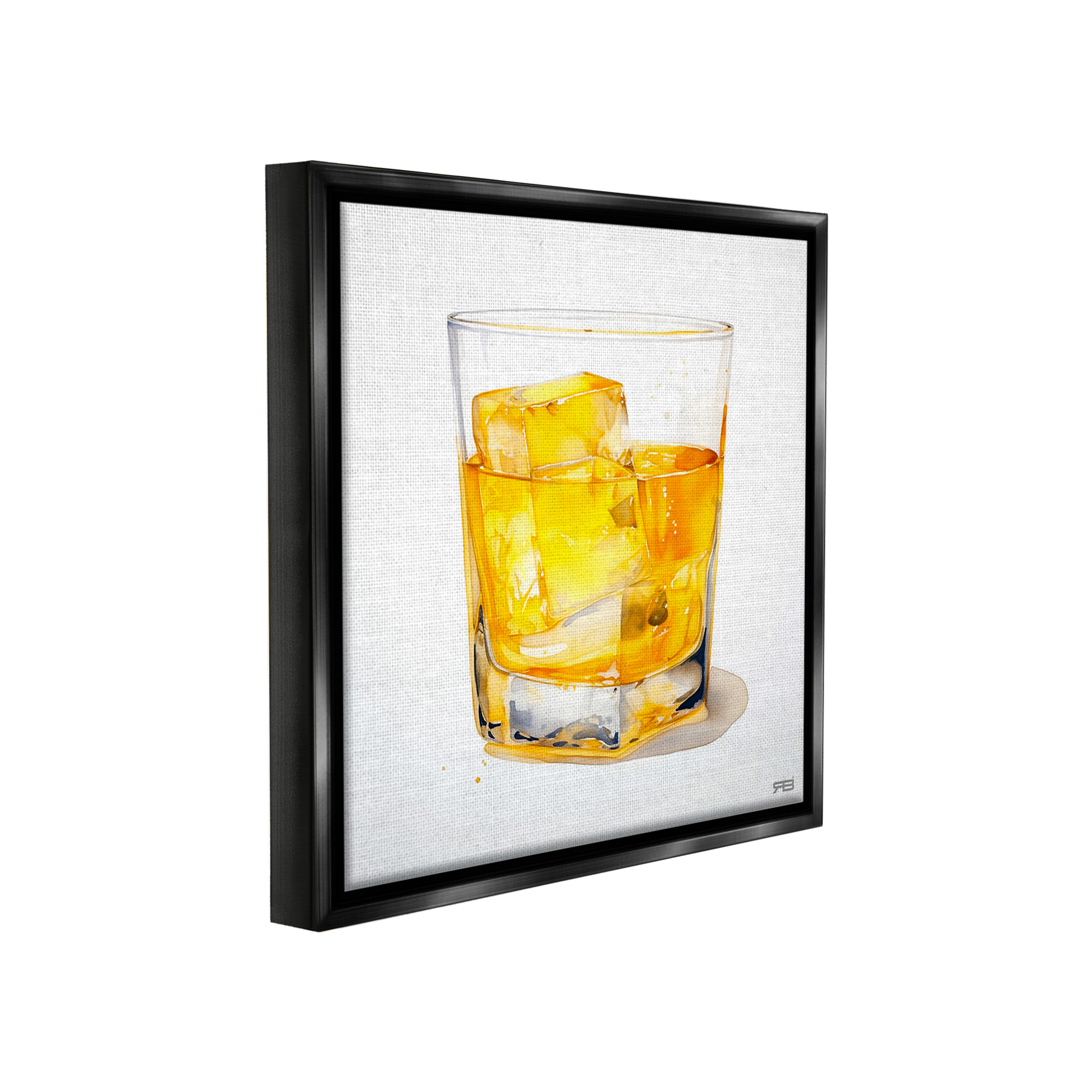 Stupell Industries Modern Liquor Glass Food & Beverage Painting Black Floater Framed Canvas Art Print Wall Art, 18 x 18