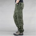 thumbnail image 2 of Tactical Cotton Long Trousers New Autumn Tactical Men Pants Straight Loose Button Pockets Cargo Pants Men's Jogging Pants Waterproof Wear-Resistant Outdoor Hiking Running Trousers, 2 of 4