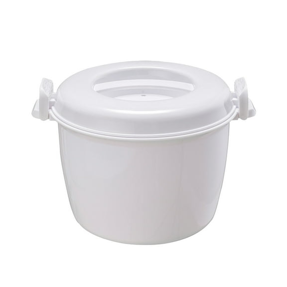 Yoloke Large Microwave Rice Cooker & Insulated Lunch Box - Food-Safe Plastic, Thickened Pot Body, Double Lid Design, Reusable, for Cooking Rice(White)