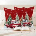 thumbnail image 3 of Christmas Outdoor Waterproof Pillow Covers, Red Truck Xmas Tree Winter Snowflakes Elk Decorative Square Throw Pillowcase Sofa Cushion Sham for Patio/Couch/Chair, 20"x20" 2 Pack, 3 of 8
