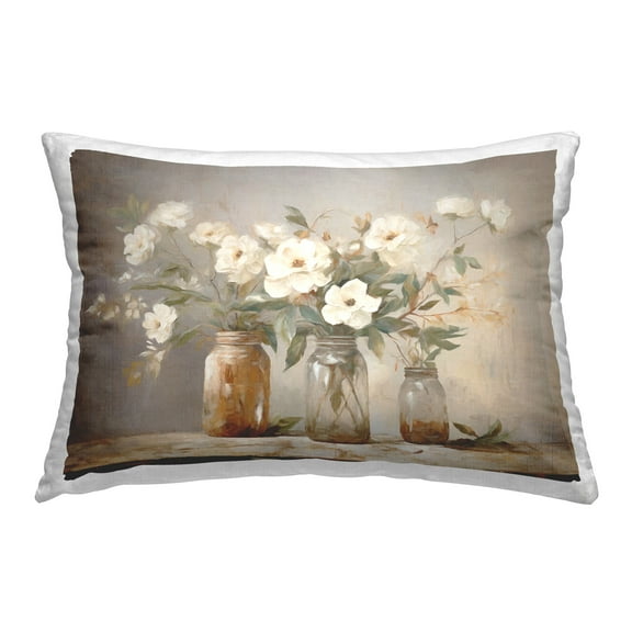 Stupell Industries Country Blossom Jars Decorative Printed Throw Pillow Design by Ramona Murdock
