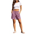 thumbnail image 5 of Womens Athletic Shorts Bermuda 6" High Waisted Hiking Shorts with Pockets Casual Summer Quick Dry Wear for Women Golf Purple XL(XL), 5 of 6