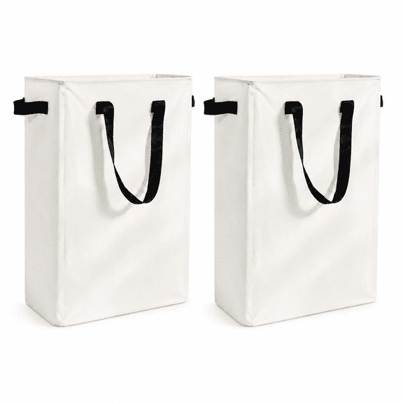 Laundry Basket, 2 Pack 50 Large Collapsible Laundry Hamper Waterproof for Dorm Clothes Toy Storage, Carry Handles, Fabric Clothes Basket, Tall Freestanding Foldable Storage Bin for Family Bedroom